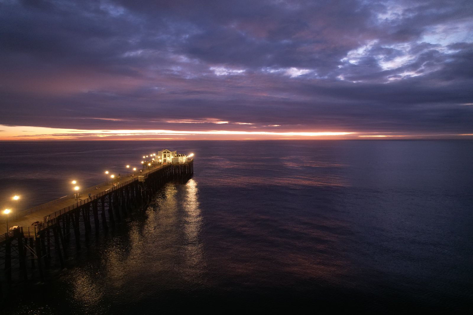 Sunset over the Oceanside Pier and the Pacific, California